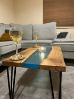 Traditional Blue Resin River Table by Rachels Resinss Thumbnail