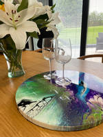 Resin Coated Purple and Green Artwork by Willows Design Studio Thumbnail