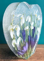 Snowdrops and Crocus Resin Heart angled by Bea_utiful Creations Thumbnail