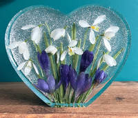 Snowdrops and Crocus Resin Heart by Bea_utiful Creations Thumbnail