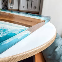 Campervan Resin Ocean Table - edge detail by Tides of Teal Thumbnail