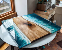 Campervan Resin Ocean Table - cured slab by Tides of Teal Thumbnail