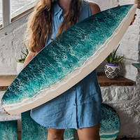 Resin Ocean Surfboard Artwork in Hand by Tides of Teal Thumbnail