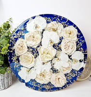 White and Blue Flower Resin Circular Casting by Sparkles Bespoke Resin Thumbnail