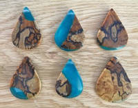 Wood and Blue Resin Pendants by Lifetimber Thumbnail