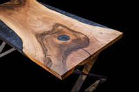Wood and Grey Resin Table Close Up by Richard Poor Furniture Artist Thumbnail
