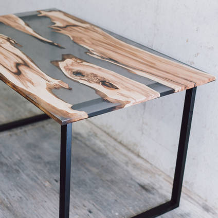 Apple Wood and Resin Table by Mindava