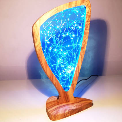 Blue Resin and Olive Wood Night Lamp y MB Resin Art