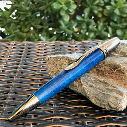 Blue Turned Pen Cast in GlassCast 50 by Branco Works