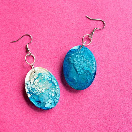 Clearly Creative alcohol ink and resin earrings