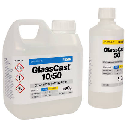 GlassCast 50 Clear Epoxy Casting Resin 1kg Kit