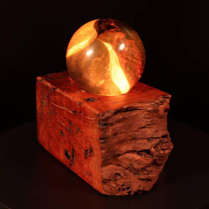 Wood and Resin Sphere Lamp by Whitestocks Design