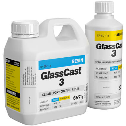 GlassCast 3 Clear Epoxy Coating Resin - 1kg Kit
