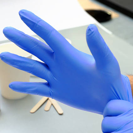 Putting on a Nitrile Glove