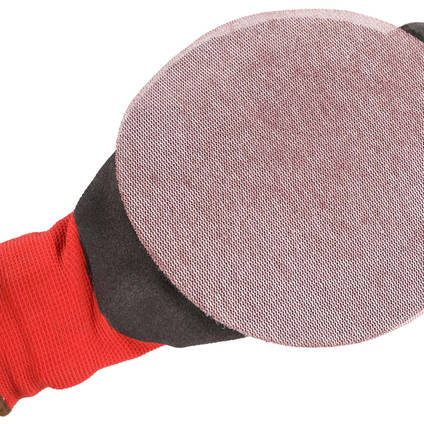 Mirka Abranet Disc Attached to the S20 Velcro Pad for Hand Sanding