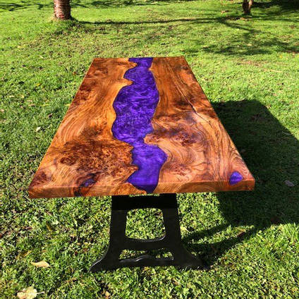 Purple Resin and Wood Table by GF Woodwork