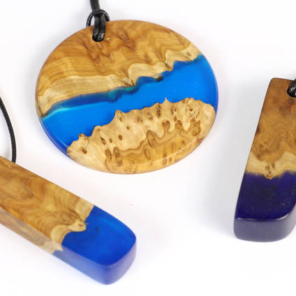 Wood and Resin Necklaces by Zebrano Woodcraft