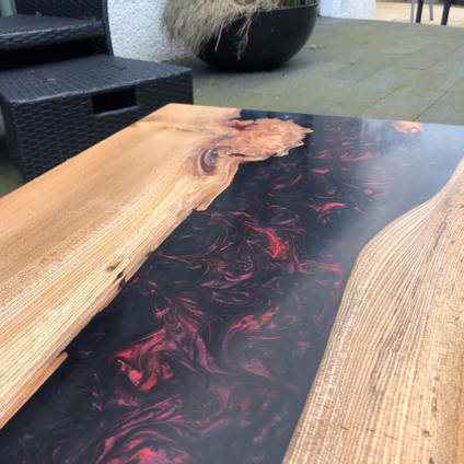 Red and Black Resin River Table by Scottish Woodcraft