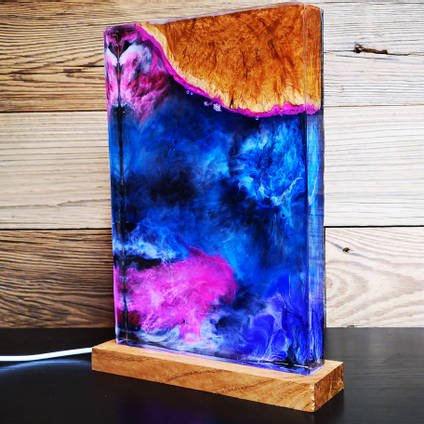 Blue and Pink Resin Lamp by MB ResinArt
