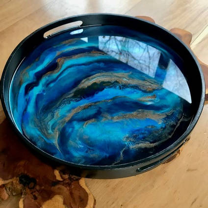 Blue Resin Art Tray by Loonar Designs