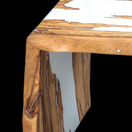 White Resin and Wood River Table by Richard Poor Furniture Artist