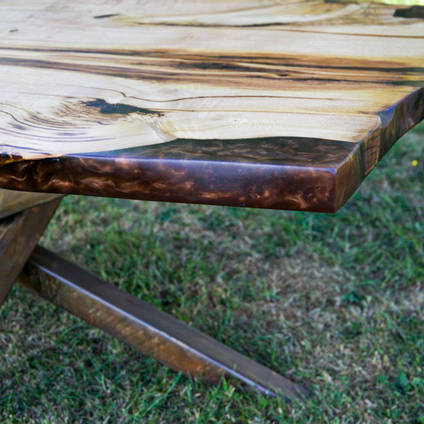 Bronze Resin and Chestnut River Table by ManorWood Designs
