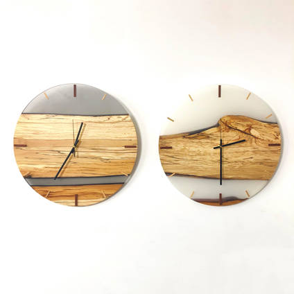 Grey and Pearl Resin Clocks by Oldie Goody