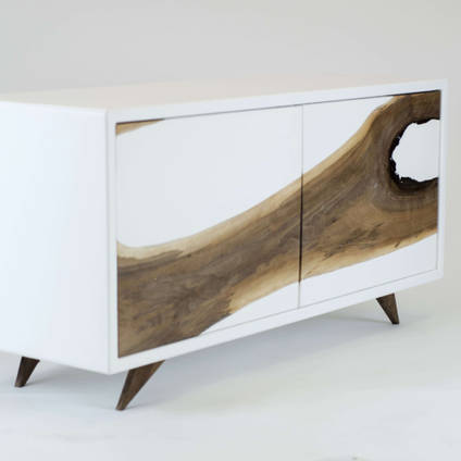 Zeta - White Resin and Wood Unit by Matthew Nunn Furniture Design