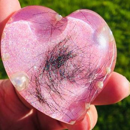 Pink Resin Memorial Heart Casting by Forget me not Memorials
