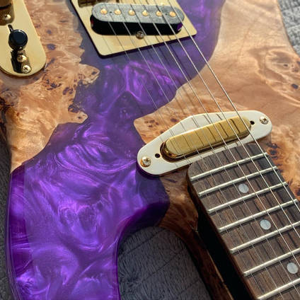 Purple Resin River Guitar by Bearded Bob Designs