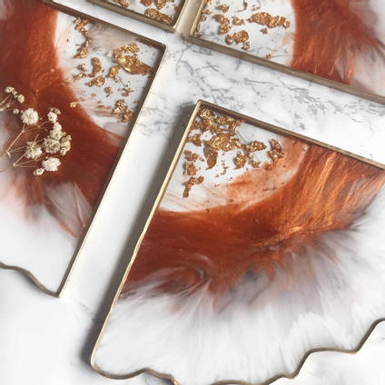 Resin Copper Coaster Set by Claudia Barrasso