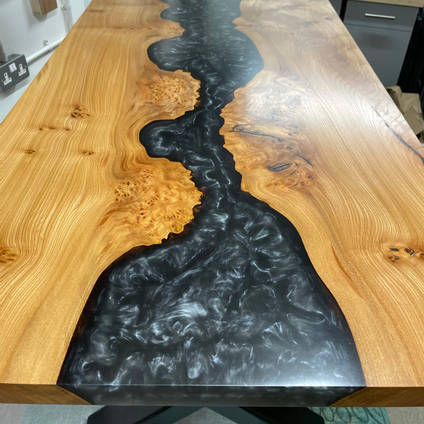 Silver Resin an by Toms Woodditiesd Elm Table
