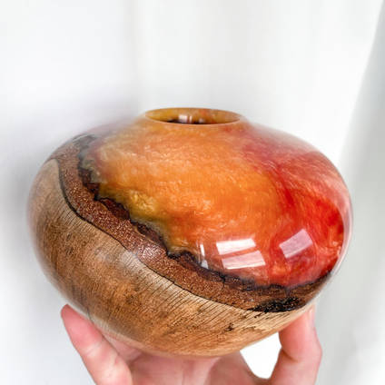 Wood and Resin Lava Turned Vase by Stonesmith Design