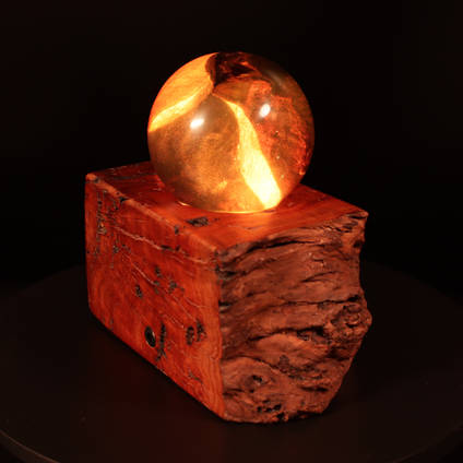 Wood and Orange Resin Sphere by Whitestocks Design