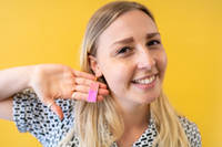 Paige wearing earrings made using the kit Thumbnail