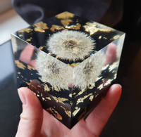 Dandelion and Resin Cube Paperweight Thumbnail