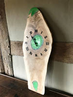 Lime Green Resin and Walnut Clock by ManorWood Designs Thumbnail